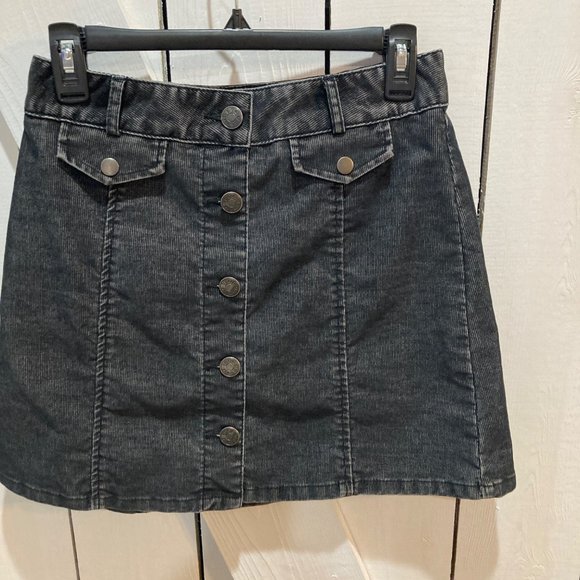BDG gray black corduroy button front mini skirt 28 - Picture 1 of 7